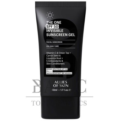 Невесомый солнцезащитный гель для лица Allies of Skin The One SPF 50 Invisible Sunscreen Gel