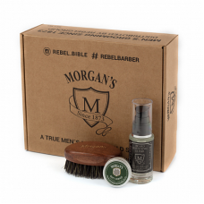 Подарочный набор эликсир + щетка для бороды и усов с тестером Morgans